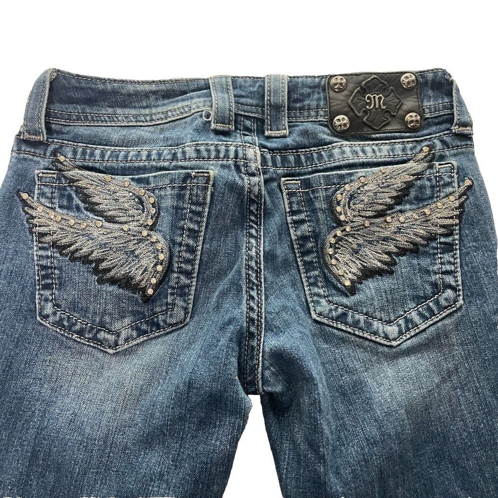 Miss Me Jeans Womens 28 Boot Cut Thick Stitch jp5163b Angel Wings